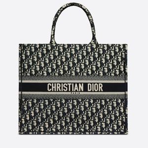 Auth Christian DIOR BLUE BOOK TOTE LARGE